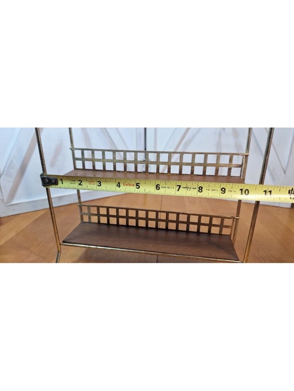 Mid Century 2 Tier Footed Spice Rack Organizer Goldtone Metal 9.5